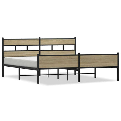 Metal Bed Frame without Mattress Sonoma Oak 183x213 cm