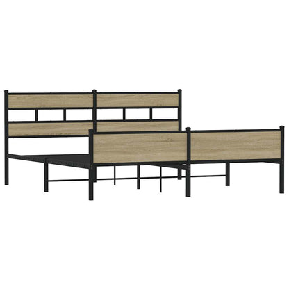Metal Bed Frame without Mattress Sonoma Oak 183x213 cm