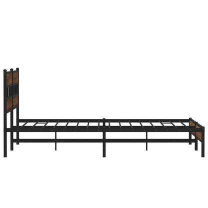 Metal Bed Frame without Mattress Brown Oak 200x200 cm
