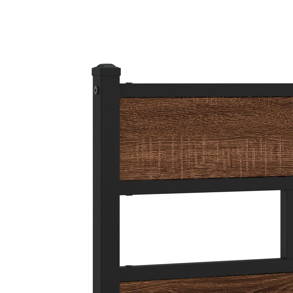 Metal Bed Frame without Mattress Brown Oak 183x213 cm