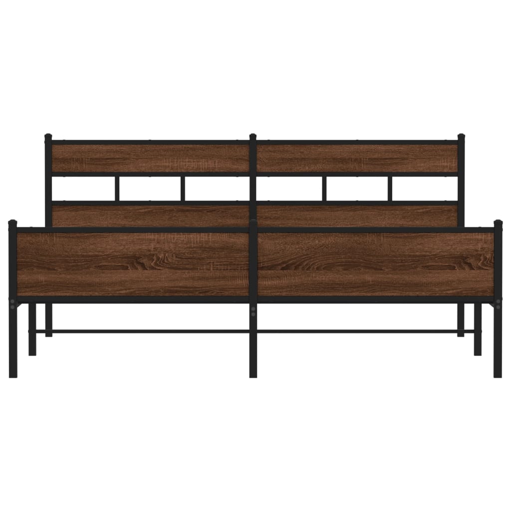 Metal Bed Frame without Mattress Brown Oak 200x200 cm