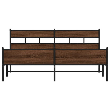 Metal Bed Frame without Mattress Brown Oak 200x200 cm