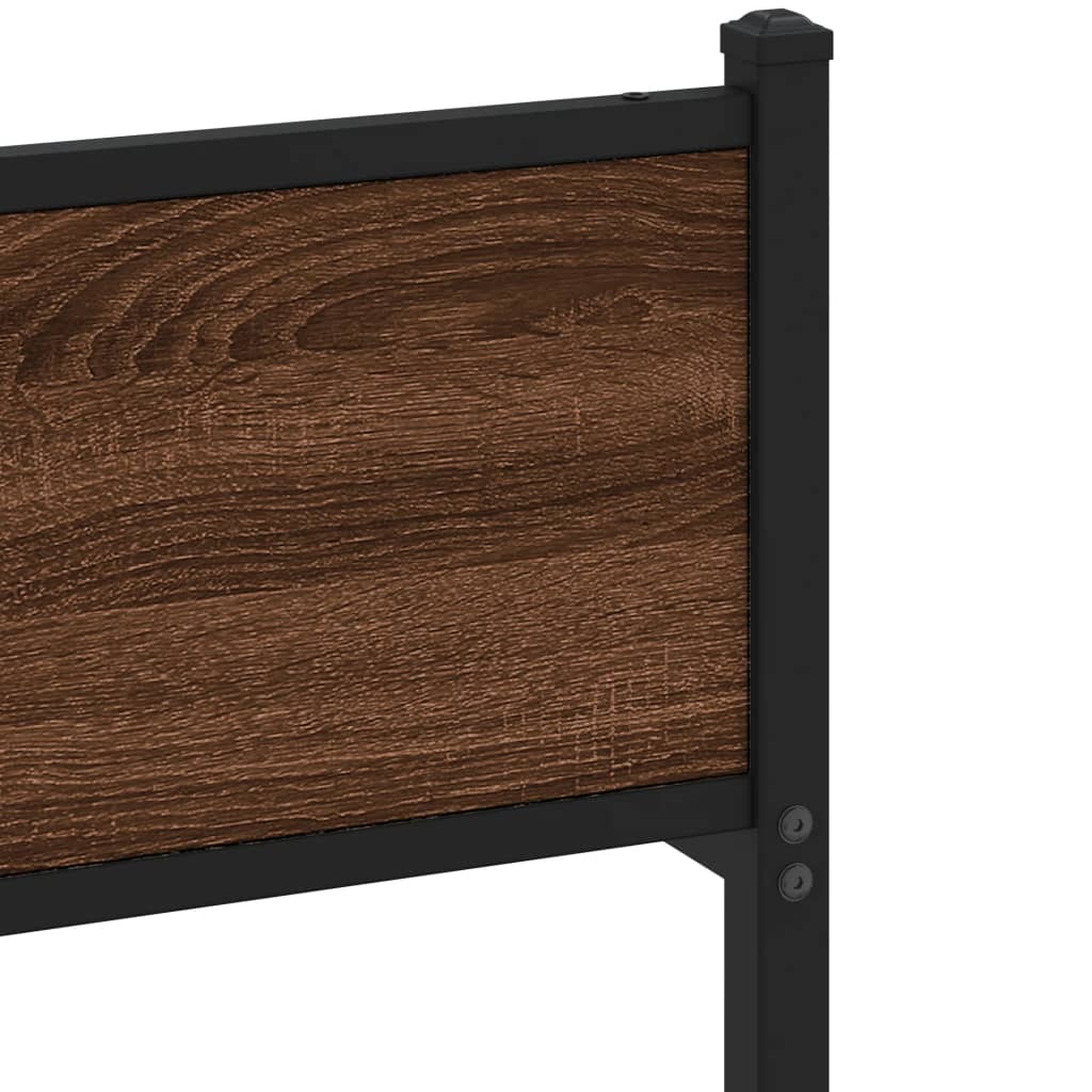 Metal Bed Frame without Mattress Brown Oak 200x200 cm