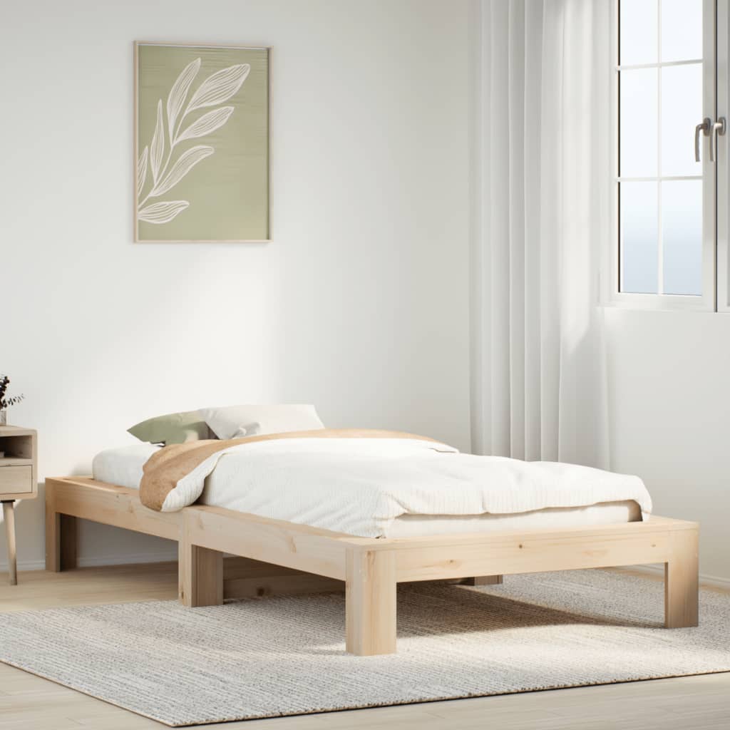 Bed Frame | Natural wood colour | Solid pine wood, Plywood slats | Single