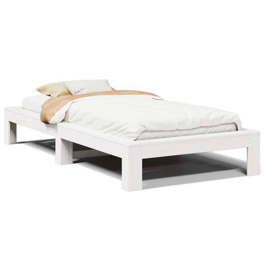 Bed Frame without Mattress White 100x200 cm Solid Wood Pine