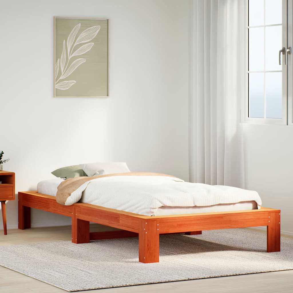 Bed Frame | Wax Brown | Solid Pine Wood, Plywood | Single | Bed Frame