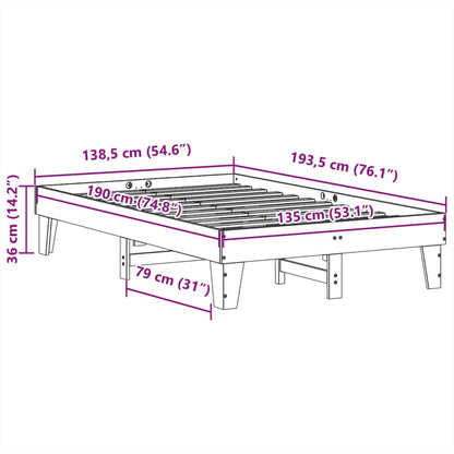 Bed Frame without Mattress Wax Brown 135x190 cm Double Solid Wood Pine