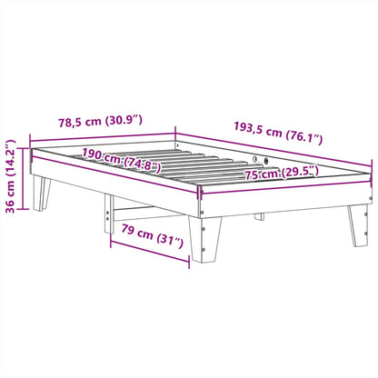 Bed Frame without Mattress Wax Brown 75x190 cm Small Single Solid Wood Pine