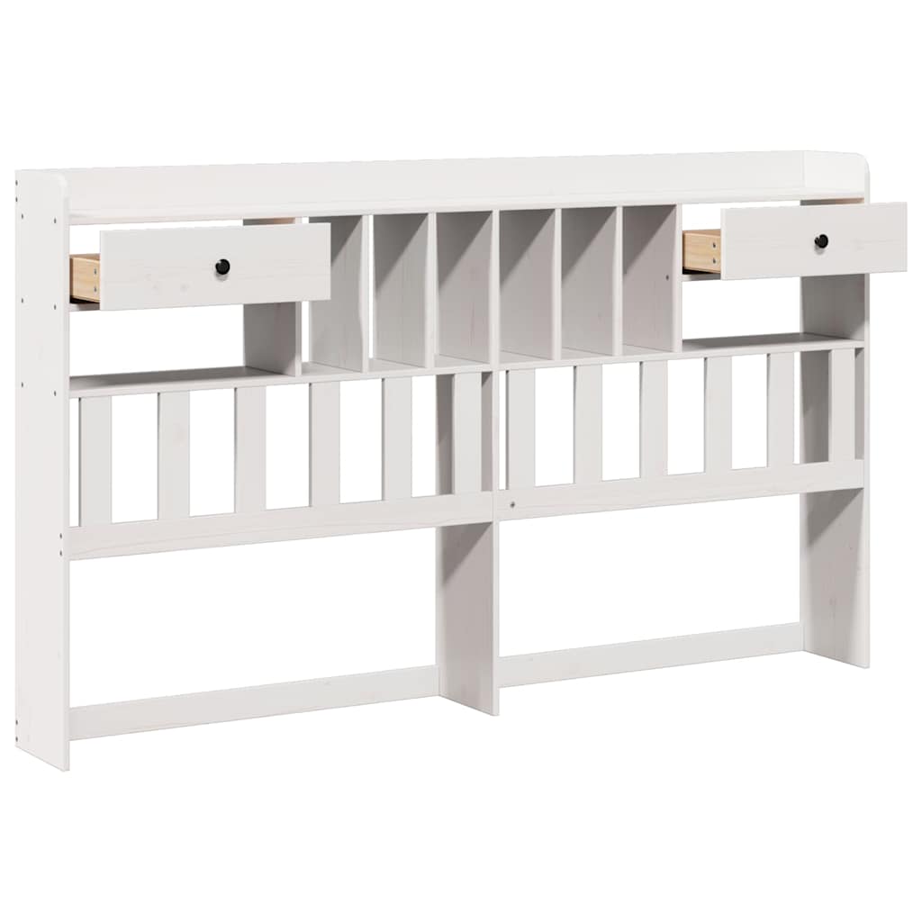 Headboard with Storage White 180 cm Solid Wood Pine