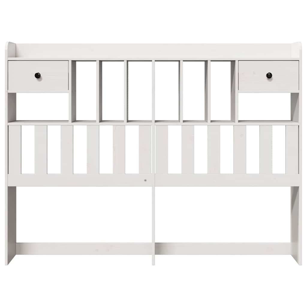 Headboard with Storage White 150 cm Solid Wood Pine