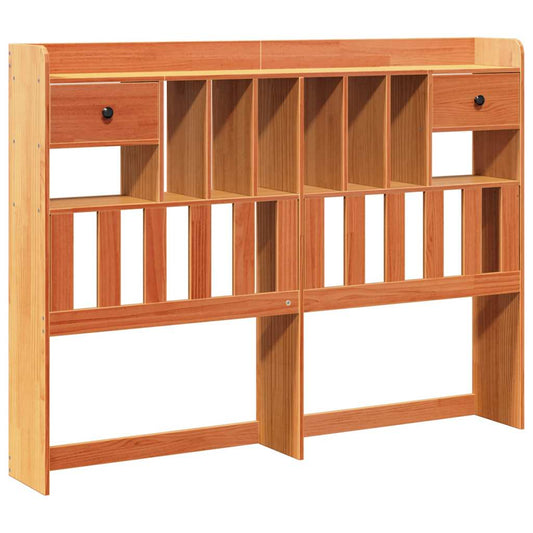 Headboard with Storage Wax Brown 150 cm Solid Wood Pine