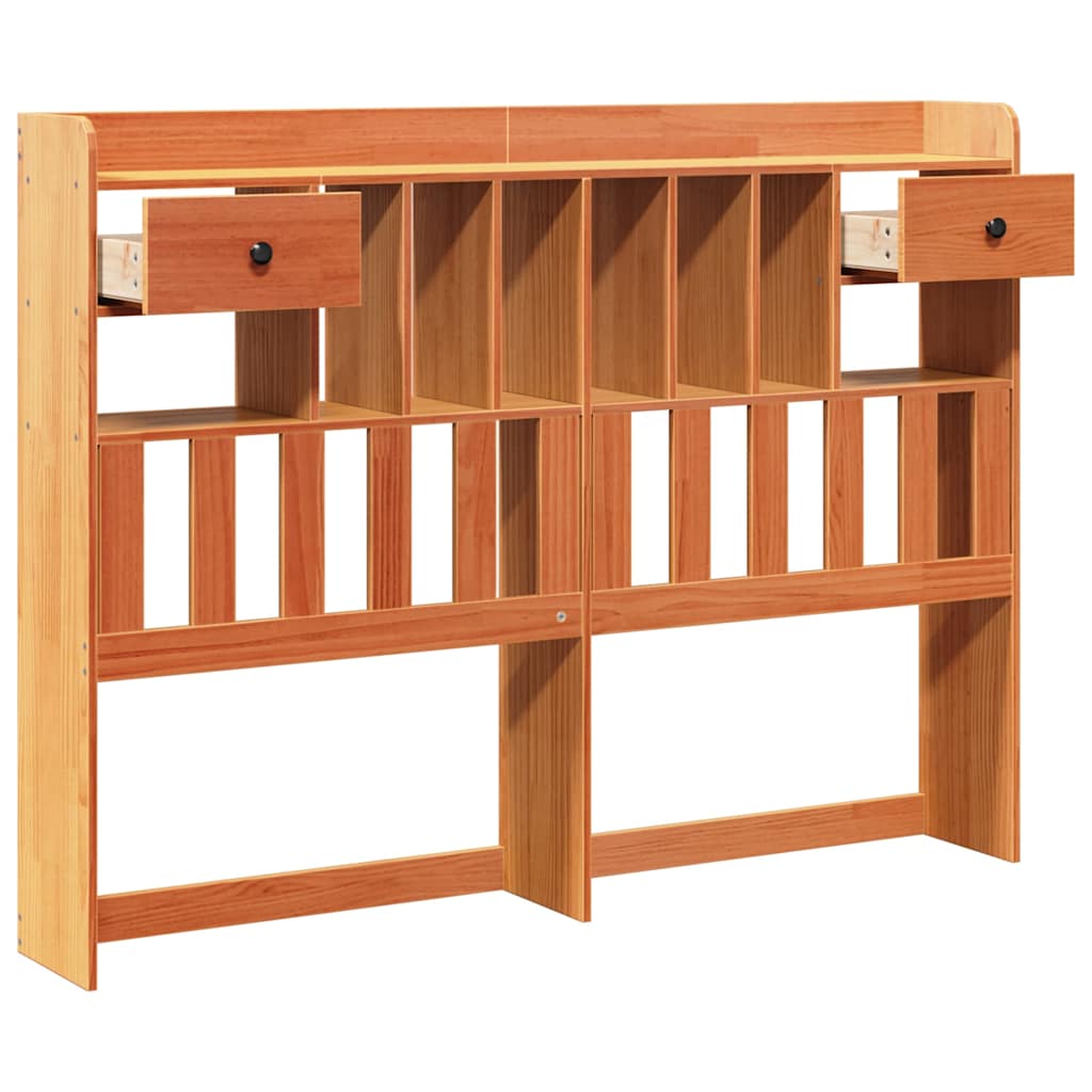 Headboard with Storage Wax Brown 150 cm Solid Wood Pine