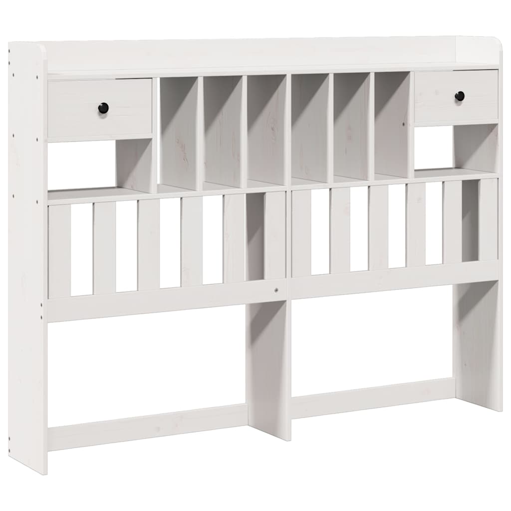 Headboard with Storage White 140 cm Solid Wood Pine