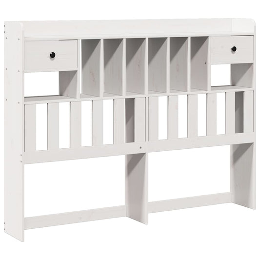 Headboard with Storage White 140 cm Solid Wood Pine