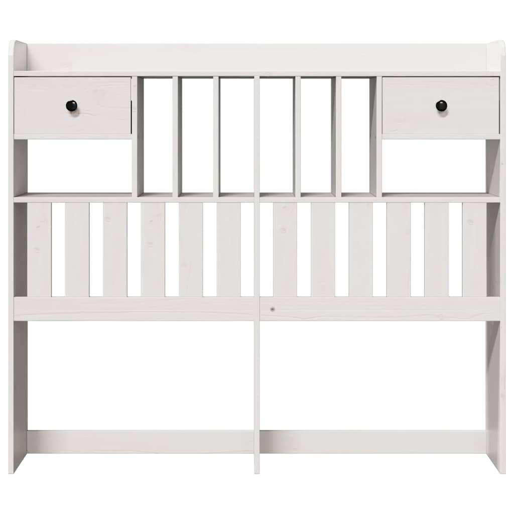 Headboard with Storage White 135 cm Solid Wood Pine