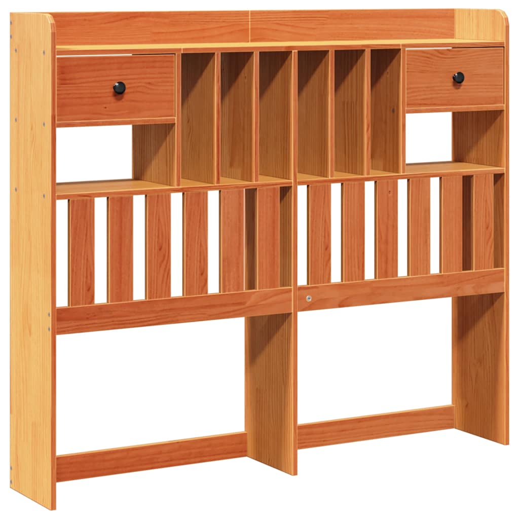 Headboard with Storage Wax Brown 135 cm Solid Wood Pine