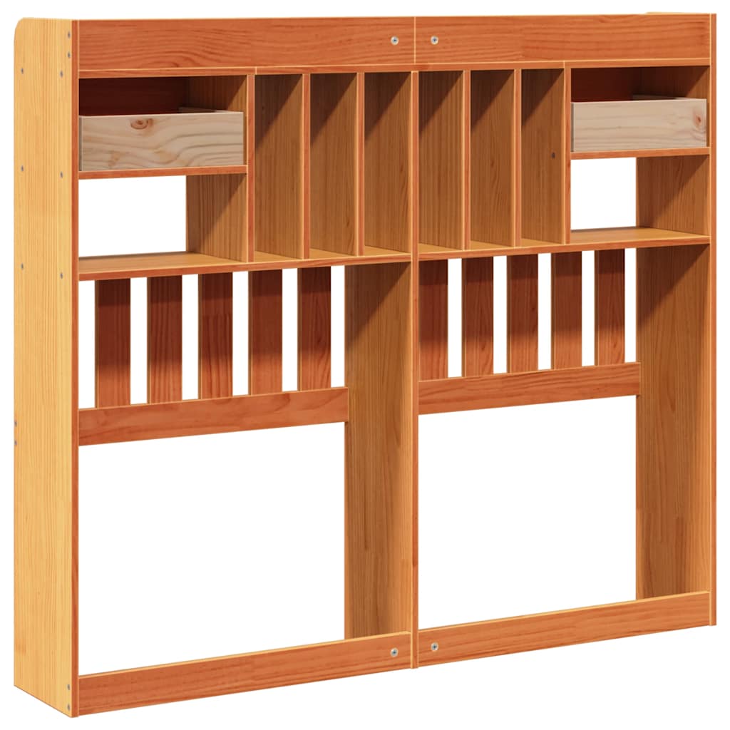 Headboard with Storage Wax Brown 135 cm Solid Wood Pine
