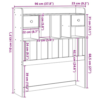 Headboard with Storage White 90 cm Solid Wood Pine
