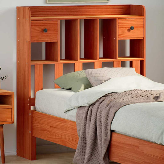 Headboard with Storage Wax Brown 75 cm Solid Wood Pine