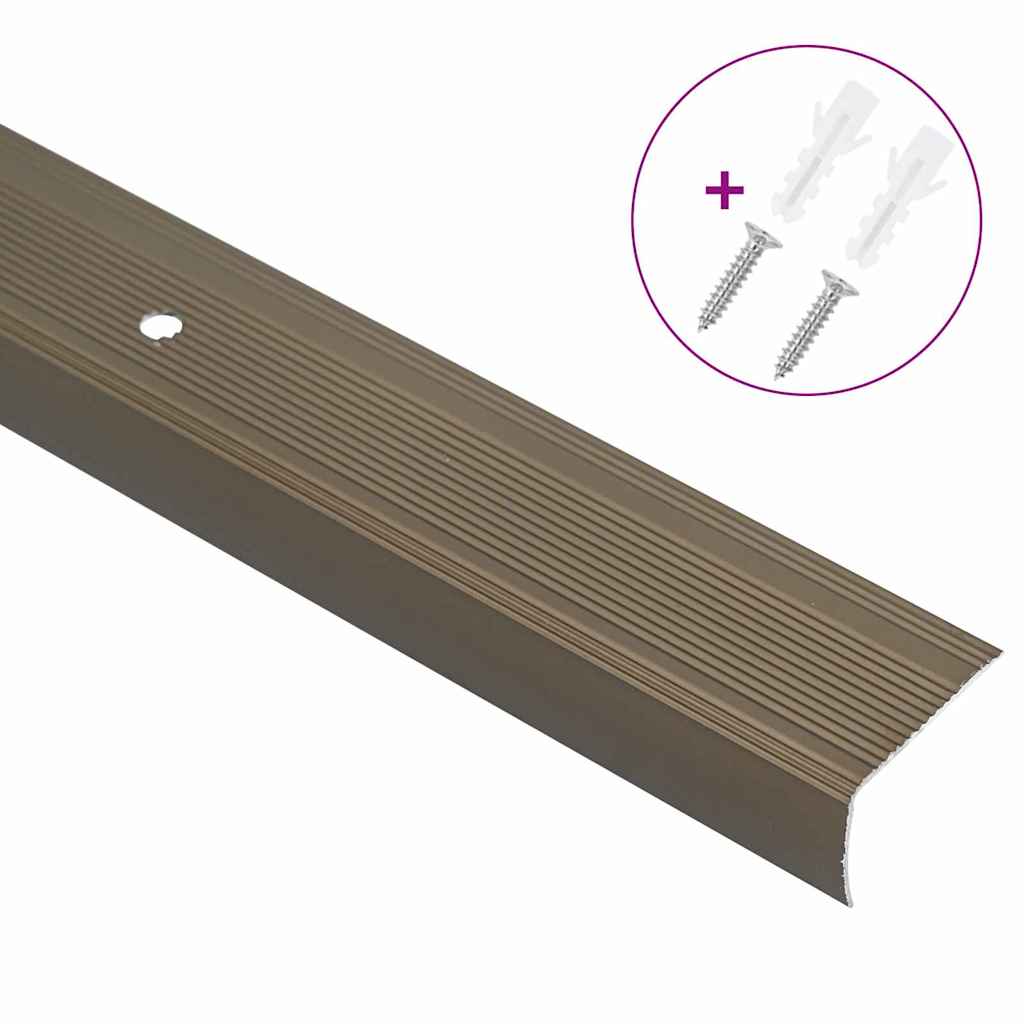 Stair Nosings 30 pcs Brown 67 x 3 x 2 cm Aluminium