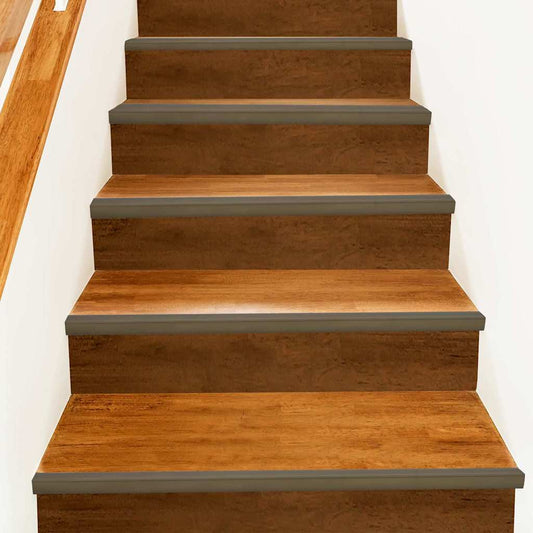 Stair Nosings 10 pcs Brown 67 x 3.5 x 3 cm Aluminium