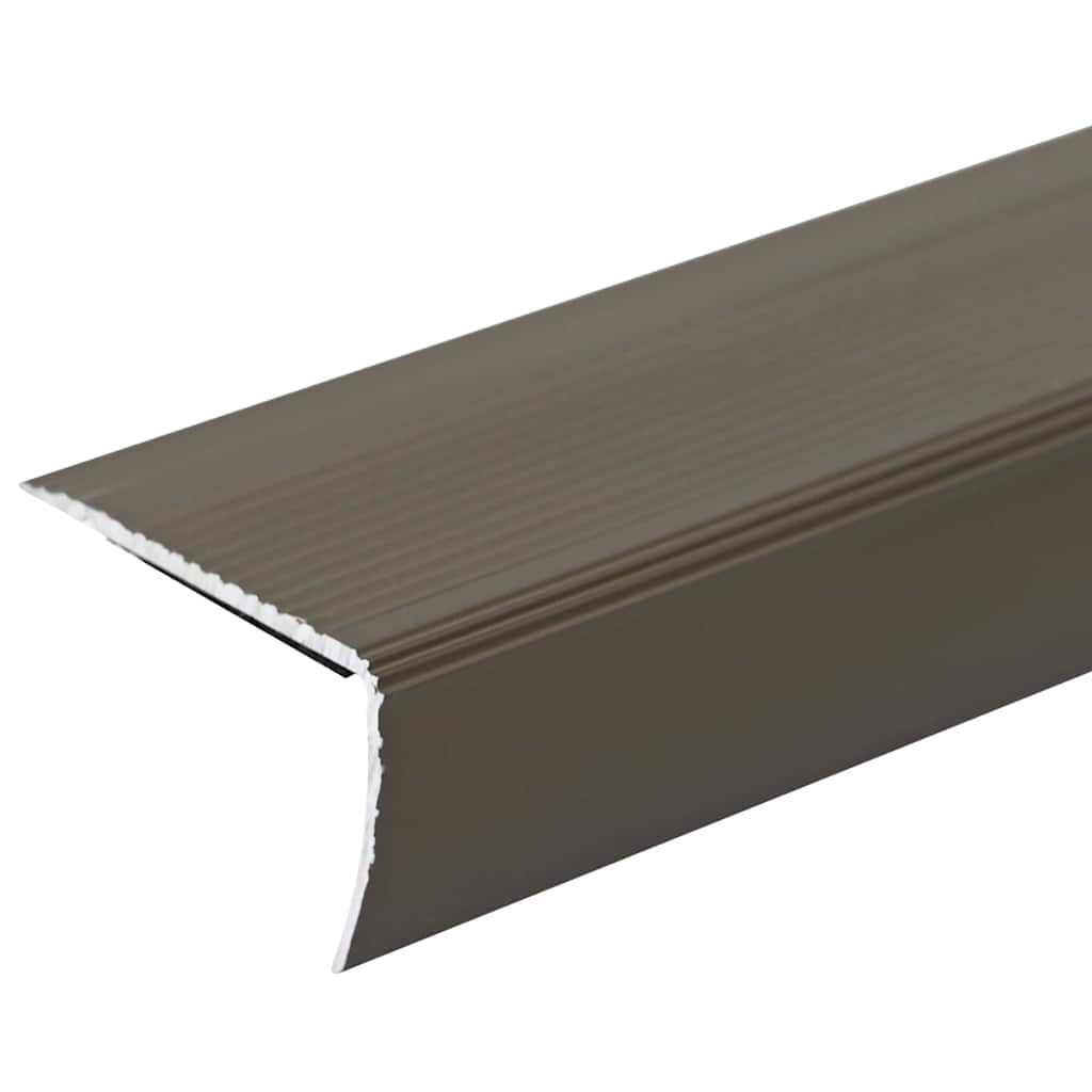Stair Nosings 10 pcs Brown 67 x 3 x 2 cm Aluminium