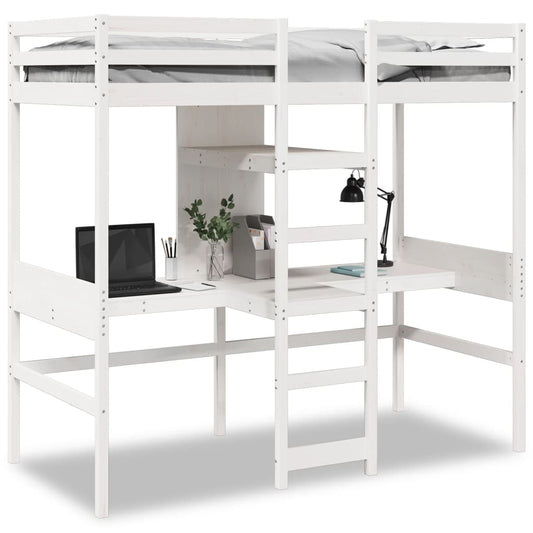 Loft Bed Frame without Mattress White 80x200cm Solid Wood Pine