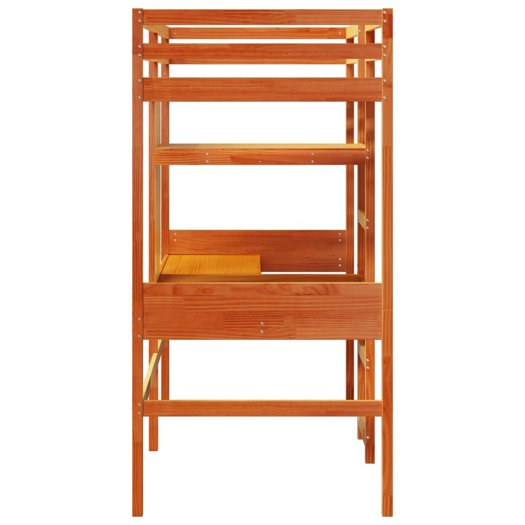 Loft Bed Frame without Mattress Wax Brown 80x200cm Solid Wood Pine