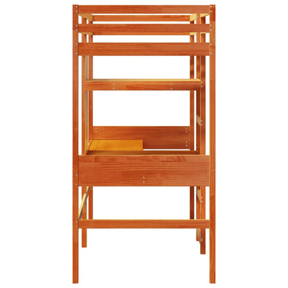 Loft Bed Frame without mattress Wax Brown 90x190cm Solid Wood Pine