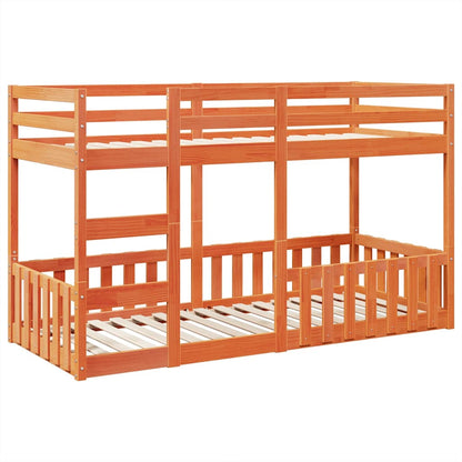 Bunk Bed Wax Brown 90x200 cm Solid Wood Pine