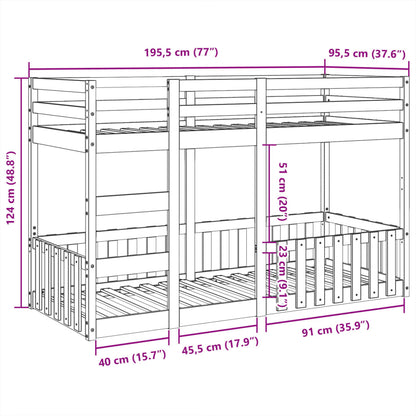 Bunk Bed 90x190 cm Solid Wood Pine