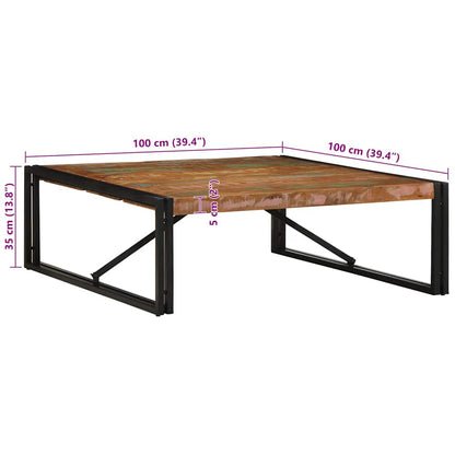 Coffee Table Multicolour 100x100x35 cm Solid Wood Reclaimed