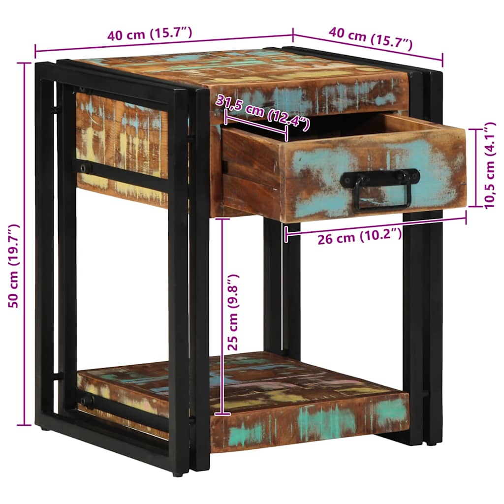 Bedside Cabinet 2 pcs 40 x 40 x 50 cm Solid Reclaim Wood