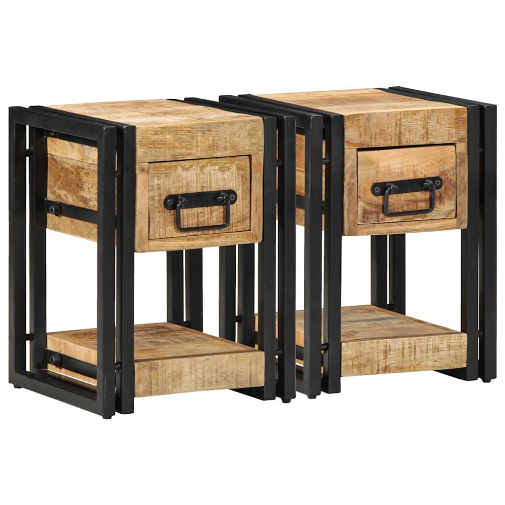 Bedside Cabinet 2 pcs Brown 30 x 30 x 40 cm Solid Mango Wood