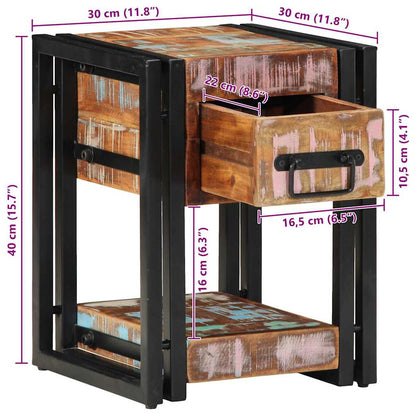 Bedside Cabinet Multicolour 30 x 30 x 40 cm Solid Reclaim Wood