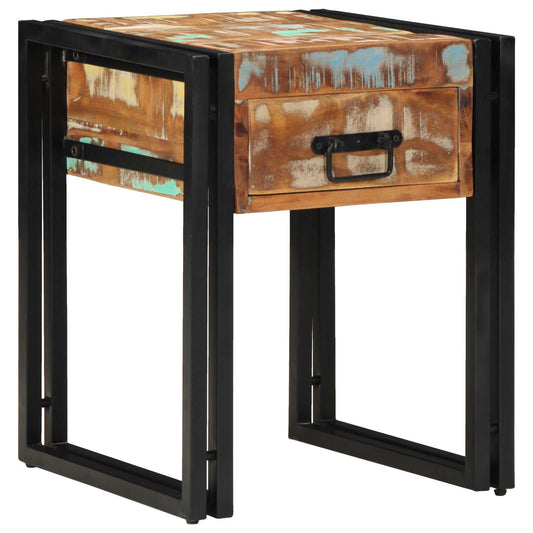 End Table with Drawer 40 x 40 x 50 cm Solid Reclaim Wood