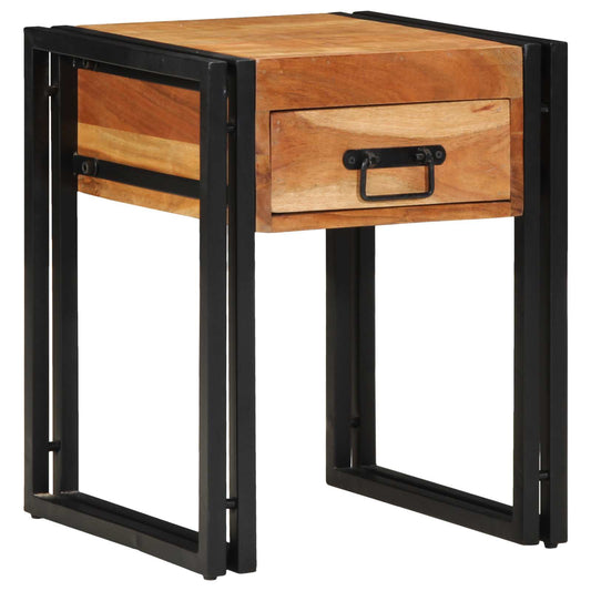 End Table Brown and Black 40 x 40 x 50 cm Solid Acacia Wood