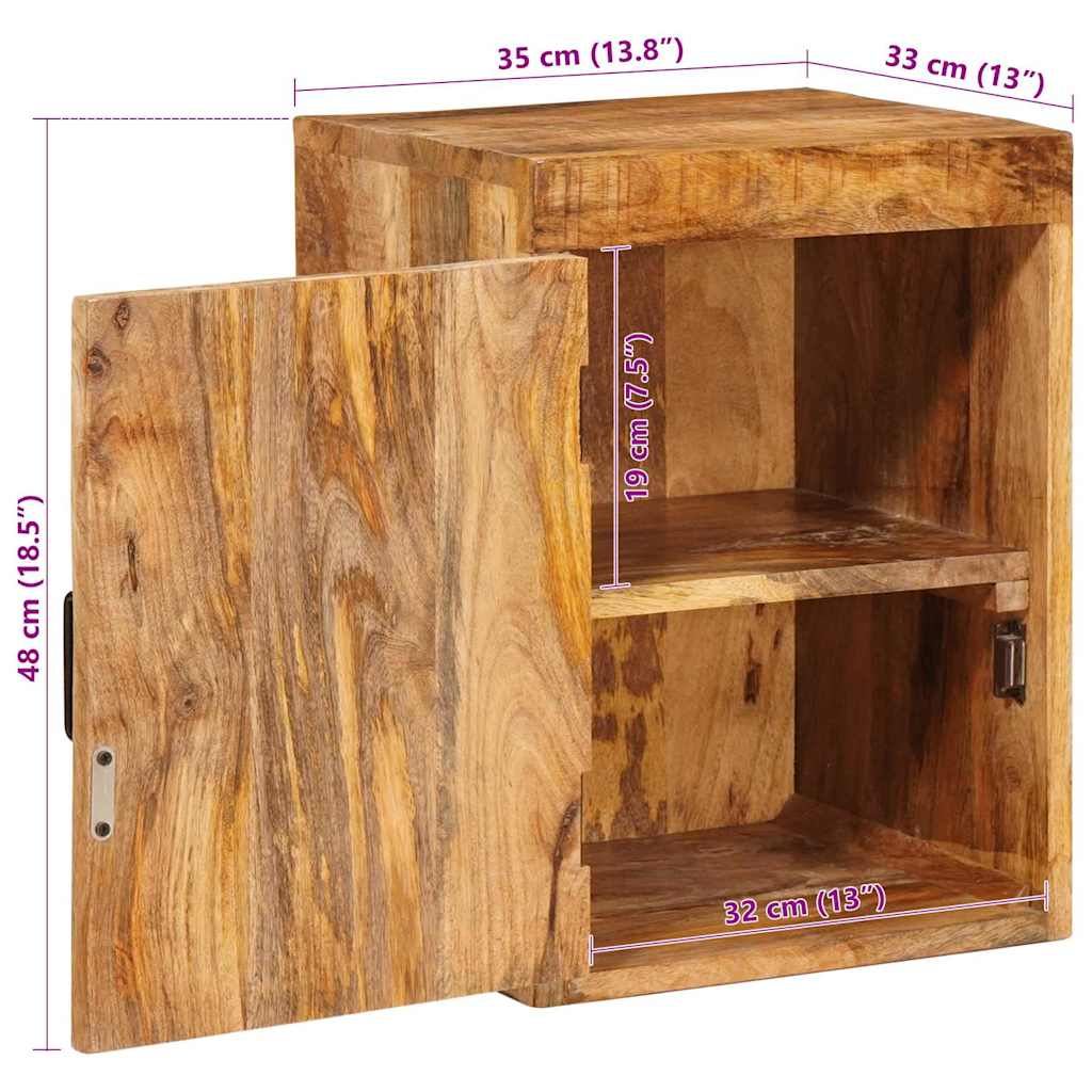 Bedside Table Brown 35 x 33 x 48 cm Solid Mango Wood