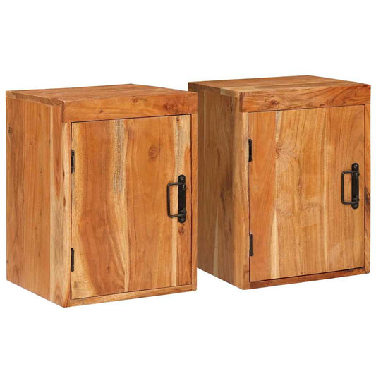 Bedside Table 2 pcs Brown 35 x 33 x 48 cm Solid Wood Acacia