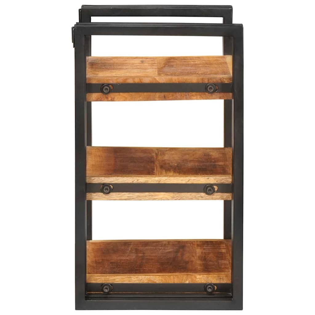 Bedside Table 2 pcs Brown and Black Solid Mango Wood