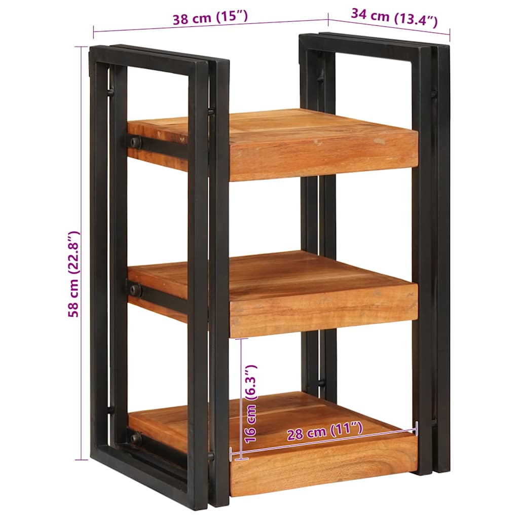 Bedside Table 2 pcs Brown and Black Solid Wood Acacia