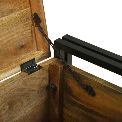 Storage Box Brown and Black 50 x 50 x 50 cm Rough Mango Wood