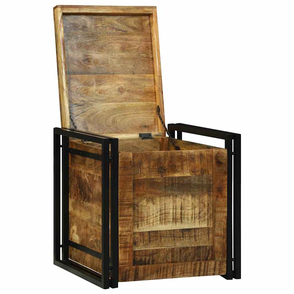 Storage Box Brown and Black 50 x 50 x 50 cm Rough Mango Wood