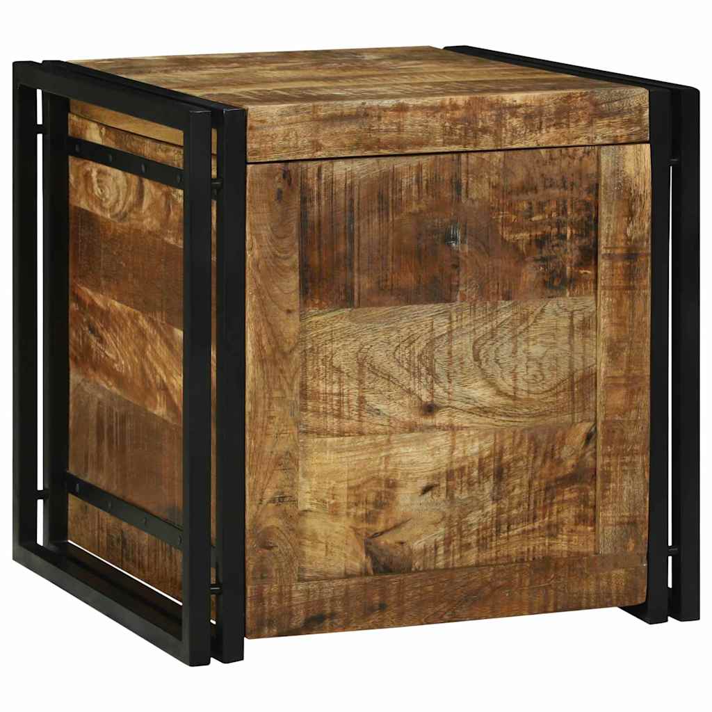 Storage Box Brown and Black 50 x 50 x 50 cm Rough Mango Wood