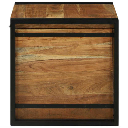 Storage Box Brown and Black 50 x 50 x 50 cm Solid Acacia Wood