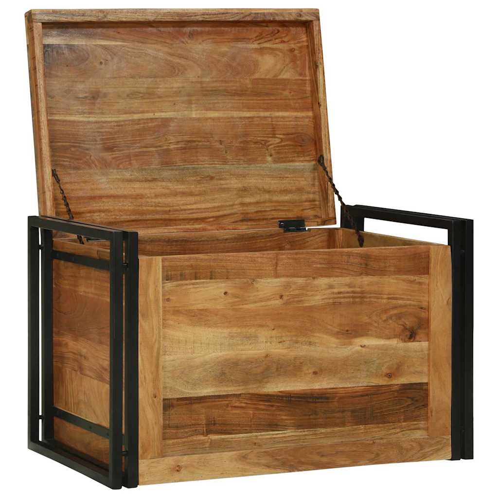 Storage Box Brown and Black 80 x 50 x 50 cm Acacia Wood