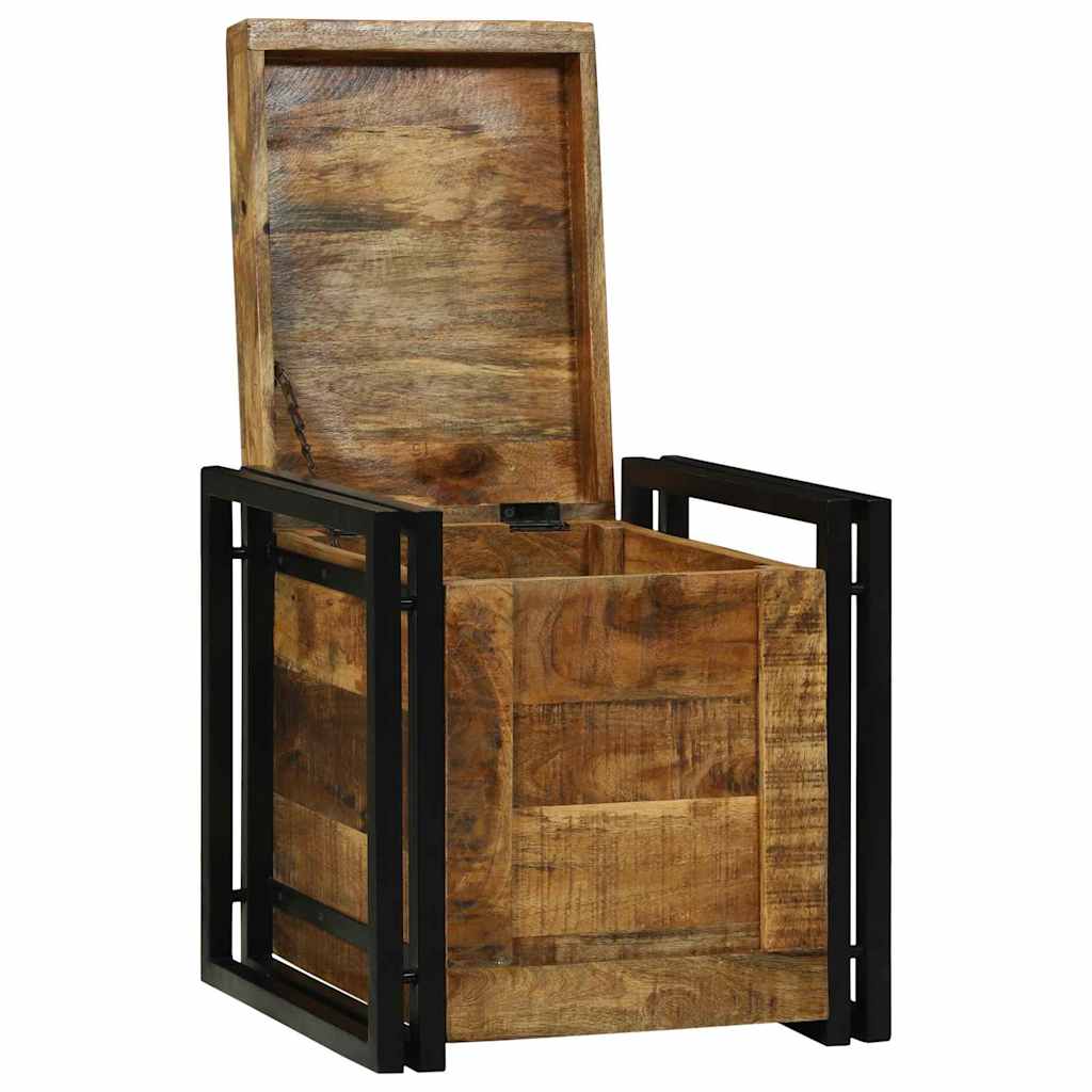 Storage Box Brown and Black 40 x 40 x 40 cm Solid Mango Wood