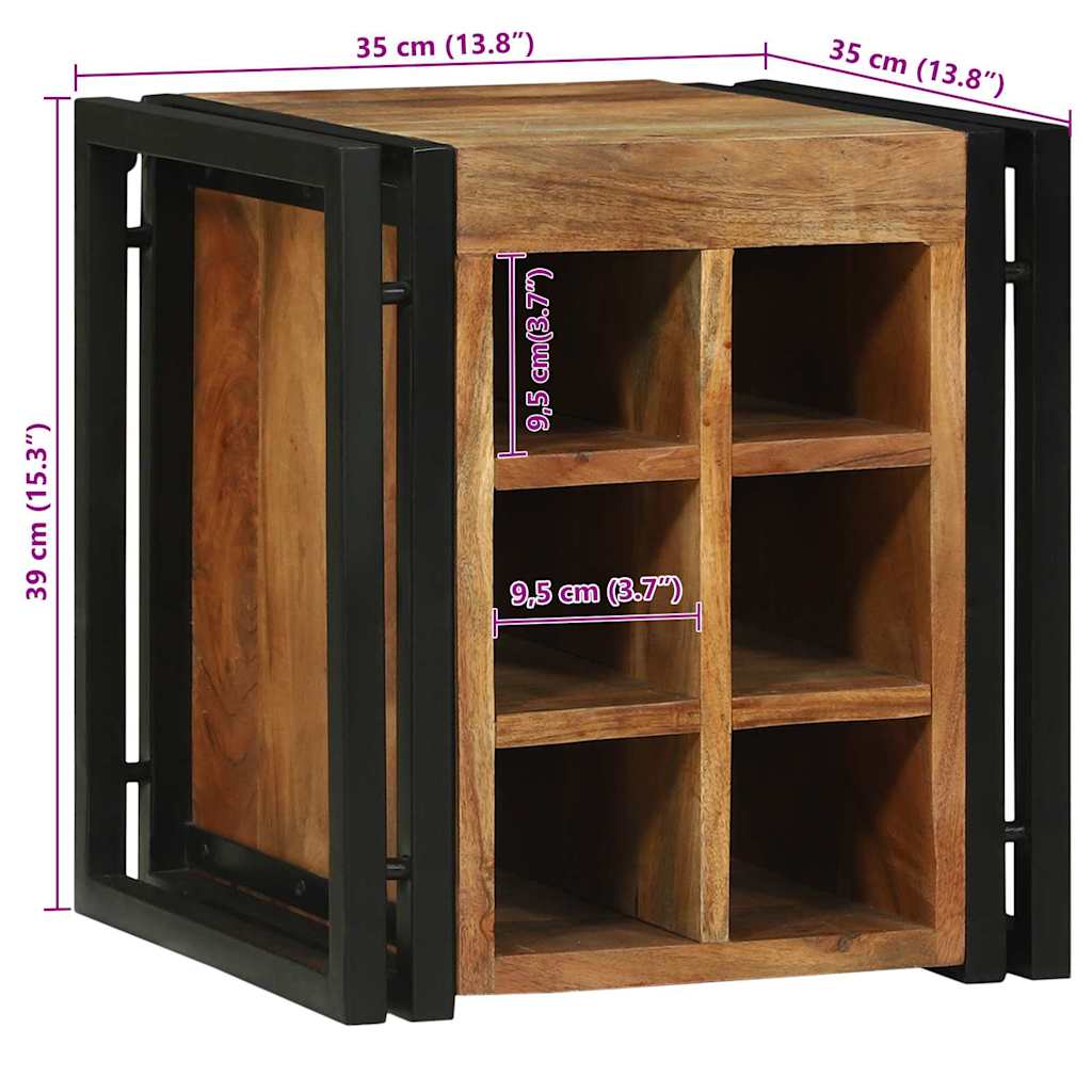 Wine Rack Brown and Black 35 x 35 x 39 cm Solid Acacia Wood