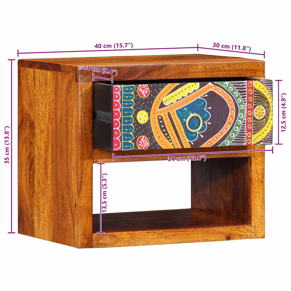 Bedside Cabinet Brown 40 x 35 x 35 cm Solid Acacia Wood