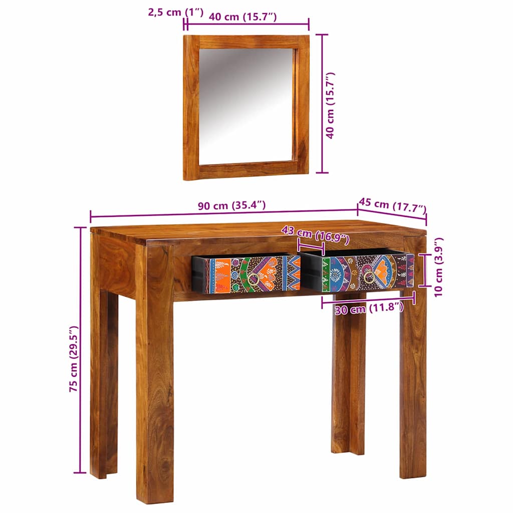 Dressing Table Brown 90 x 45 x 75 cm Solid Acacia Wood
